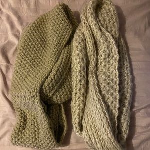 Tan knit scarves